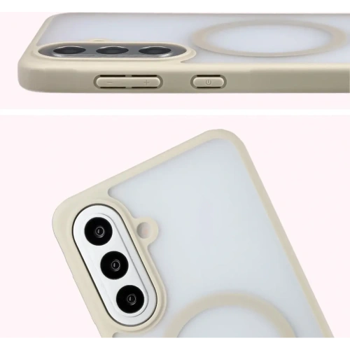 Etui z pierścieniem magnetycznym + szkło hartowane Bizon MatteO Pack do Samsung Galaxy A57 5G przydymione-beżowe