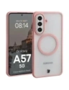 Etui z pierścieniem magnetycznym + szkło hartowane Bizon MatteO Pack do Samsung Galaxy A57 5G przydymione-jasnoróżowe