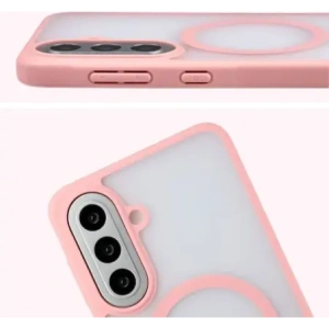 Etui z pierścieniem magnetycznym + szkło hartowane Bizon MatteO Pack do Samsung Galaxy A57 5G przydymione-jasnoróżowe