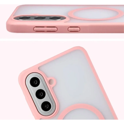 Etui z pierścieniem magnetycznym + szkło hartowane Bizon MatteO Pack do Samsung Galaxy A57 5G przydymione-jasnoróżowe