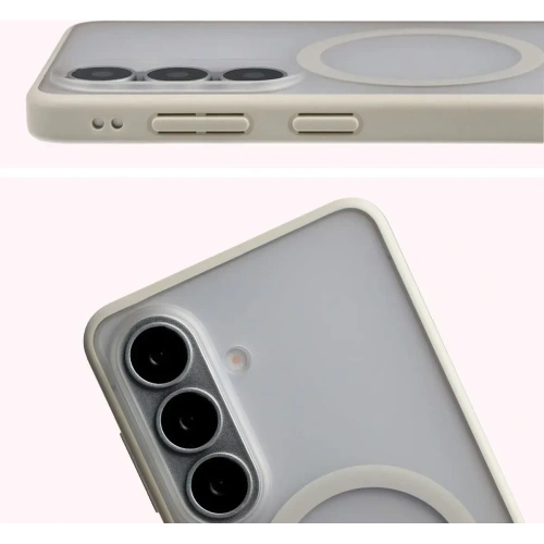 Etui z pierścieniem magnetycznym + szkło hartowane Bizon MatteO Pack do Samsung Galaxy S26 przydymione-beżowe