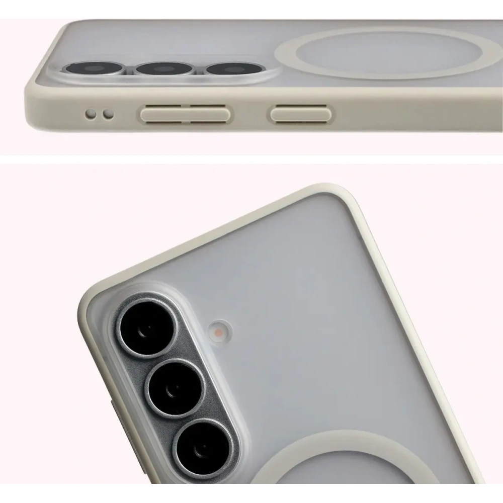 Etui z pierścieniem magnetycznym + szkło hartowane Bizon MatteO Pack do Samsung Galaxy S26 przydymione-beżowe