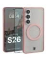 Etui z pierścieniem magnetycznym + szkło hartowane Bizon MatteO Pack do Samsung Galaxy S26 przydymione-jasnoróżowe