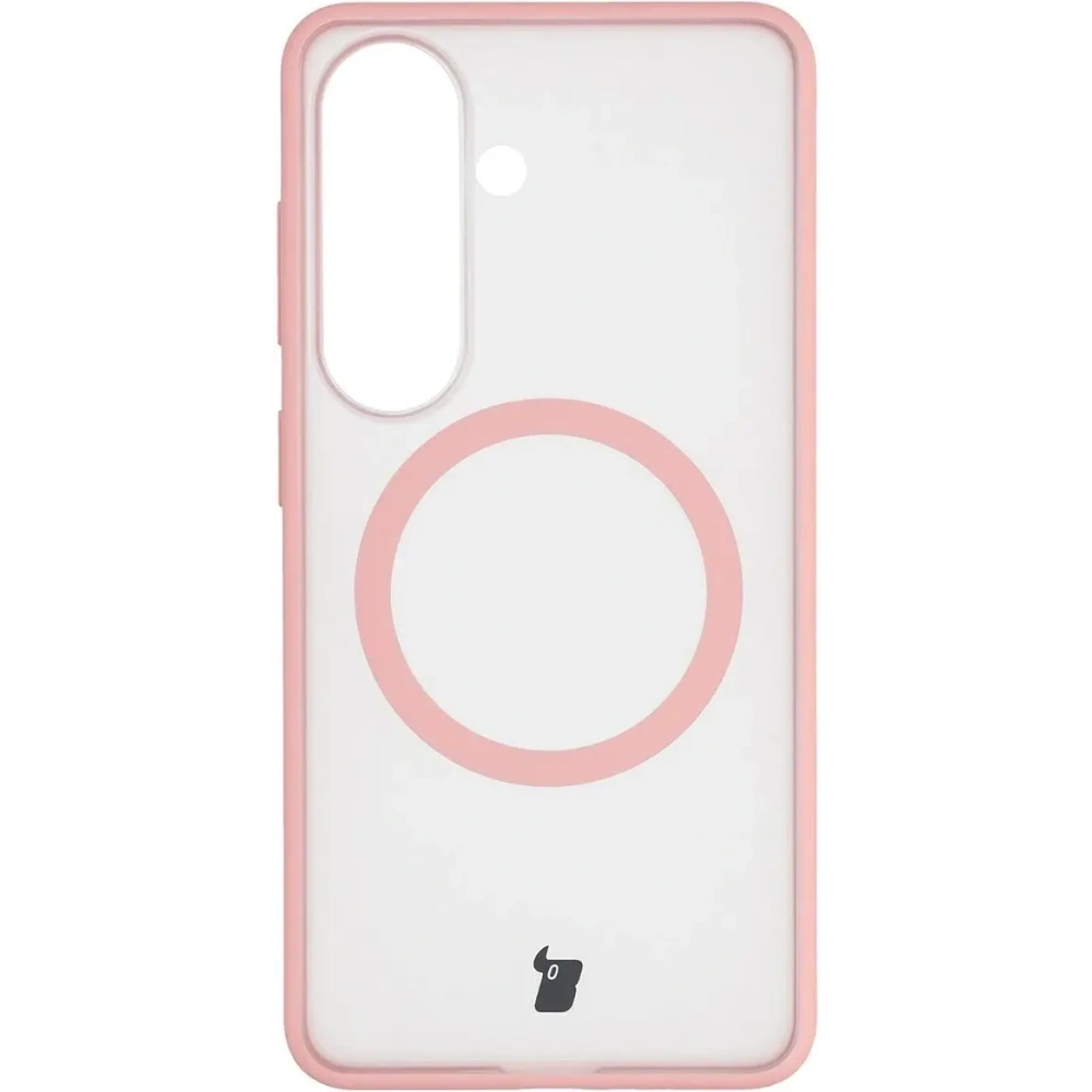 Etui z pierścieniem magnetycznym + szkło hartowane Bizon MatteO Pack do Samsung Galaxy S26 przydymione-jasnoróżowe