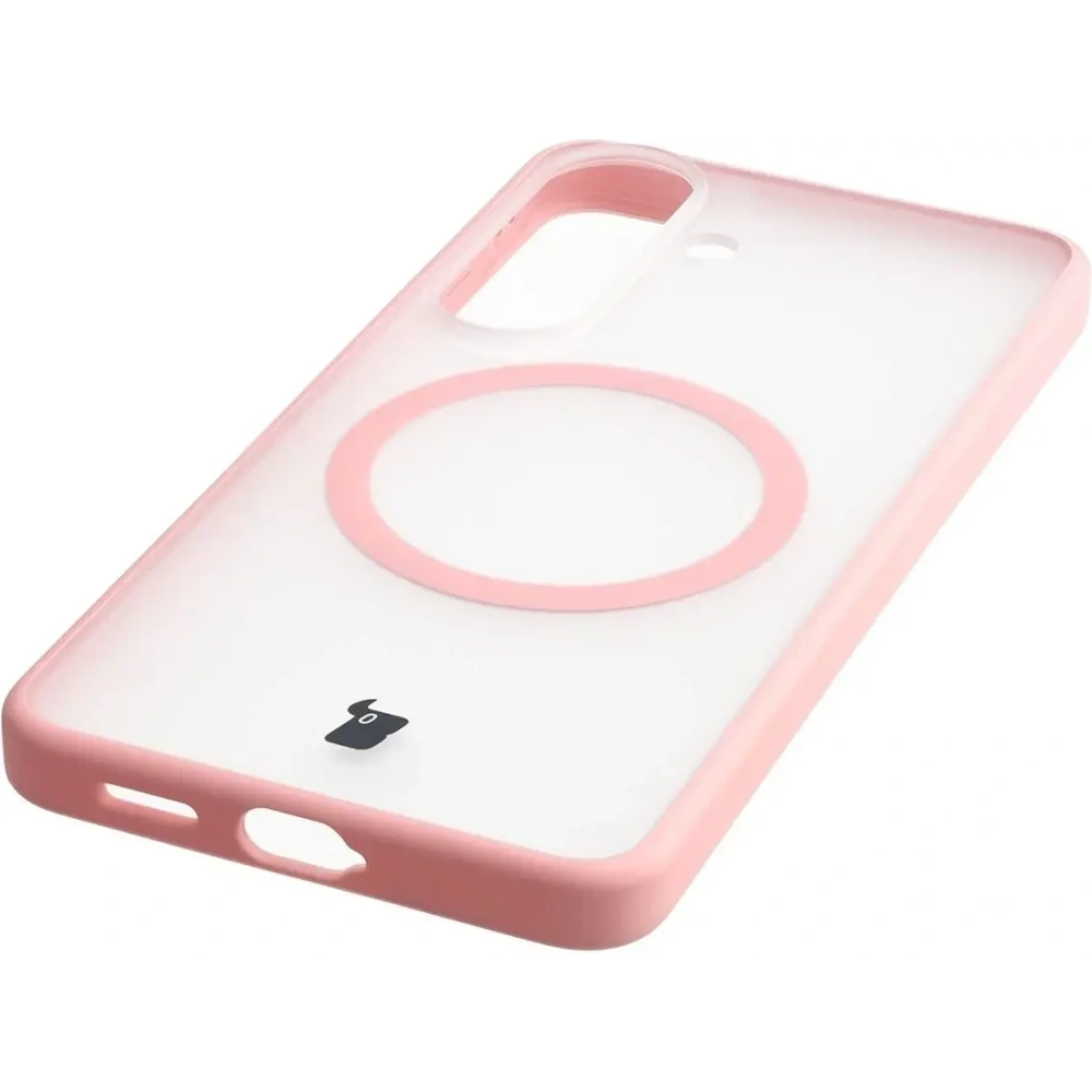 Etui z pierścieniem magnetycznym + szkło hartowane Bizon MatteO Pack do Samsung Galaxy S26 przydymione-jasnoróżowe