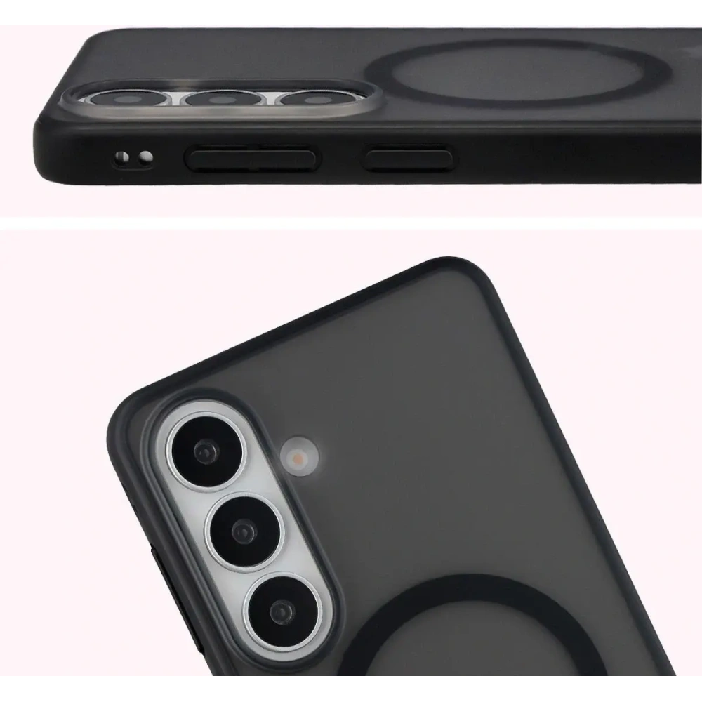 Etui z pierścieniem magnetycznym + szkło hartowane Bizon MatteO Pack do Samsung Galaxy S26+ Plus przydymione-czarne