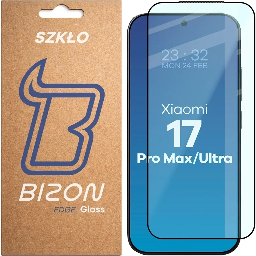 Szkło hartowane Bizon Glass Edge 2 do Xiaomi 17 Ultra / 17 Pro Max czarna ramka