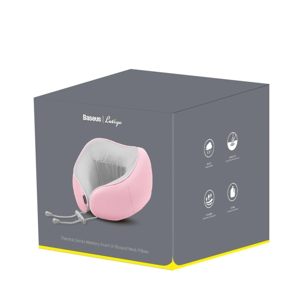 Poduszka podróżna z pianką pamięciową Baseus Thermal Series, z dwoma wkładami (różowa)
