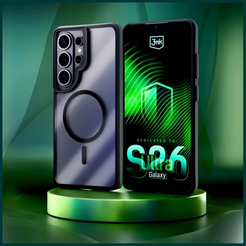 Etui 3MK Satin Armor MagCase do Samsung Galaxy S26 Ultra przezroczysto-czarne
