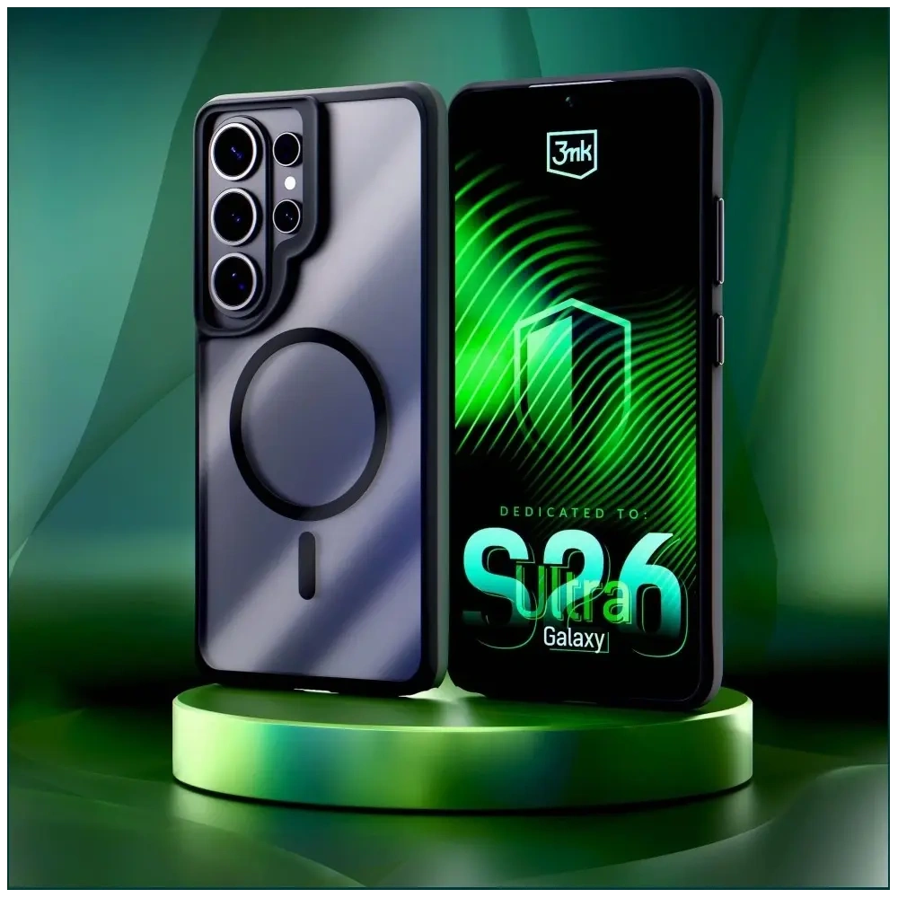 Etui 3MK Satin Armor MagCase do Samsung Galaxy S26 Ultra przezroczysto-czarne