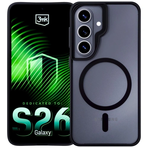 Etui 3MK Satin Armor MagCase do Samsung Galaxy S26 przezroczysto-czarne