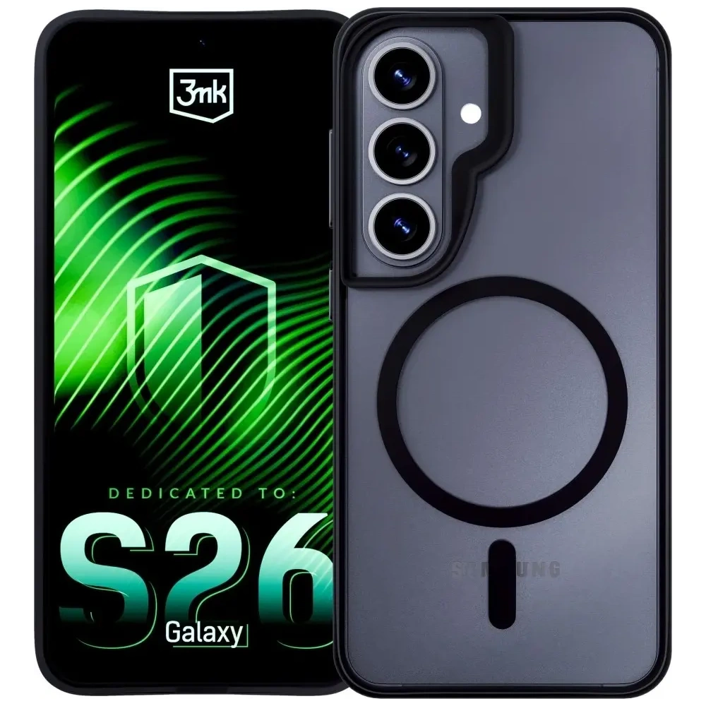 Etui 3MK Satin Armor MagCase do Samsung Galaxy S26 przezroczysto-czarne