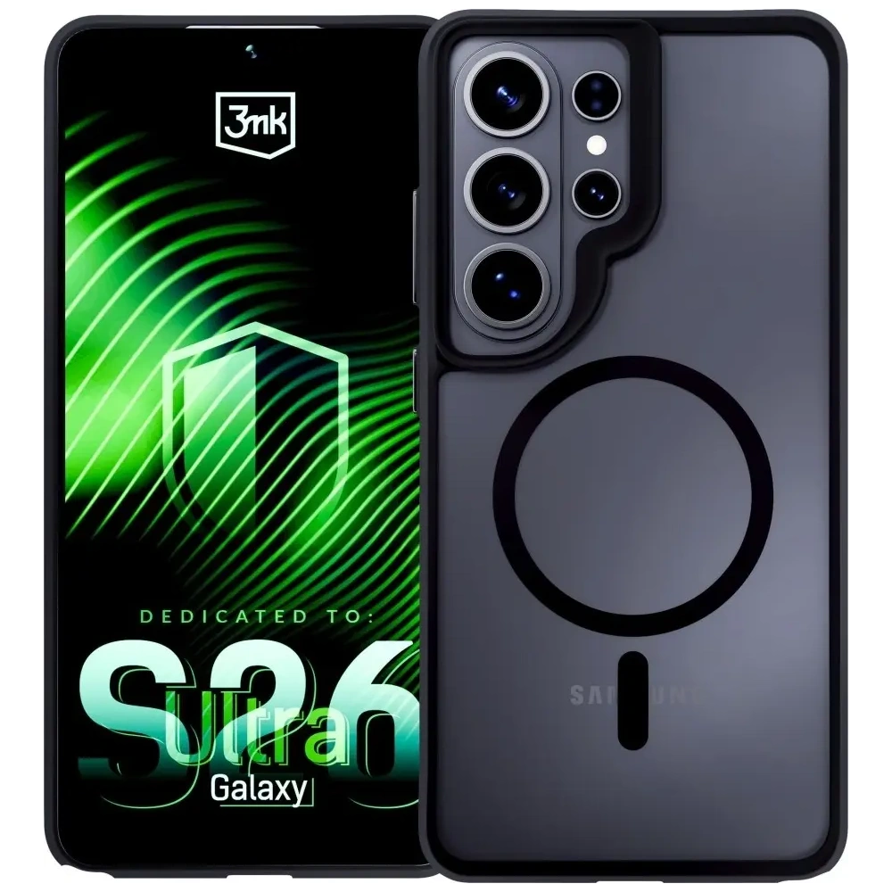 Etui 3MK Satin Armor MagCase do Samsung Galaxy S26 Ultra przezroczysto-czarne