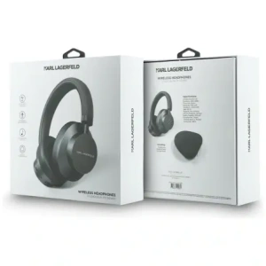 Bezprzewodowe słuchawki nauszne Karl Lagerfeld Saffiano Elongated Bluetooth ANC szary