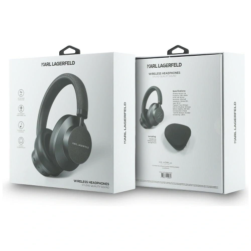 Bezprzewodowe słuchawki nauszne Karl Lagerfeld Saffiano Elongated Bluetooth ANC szary