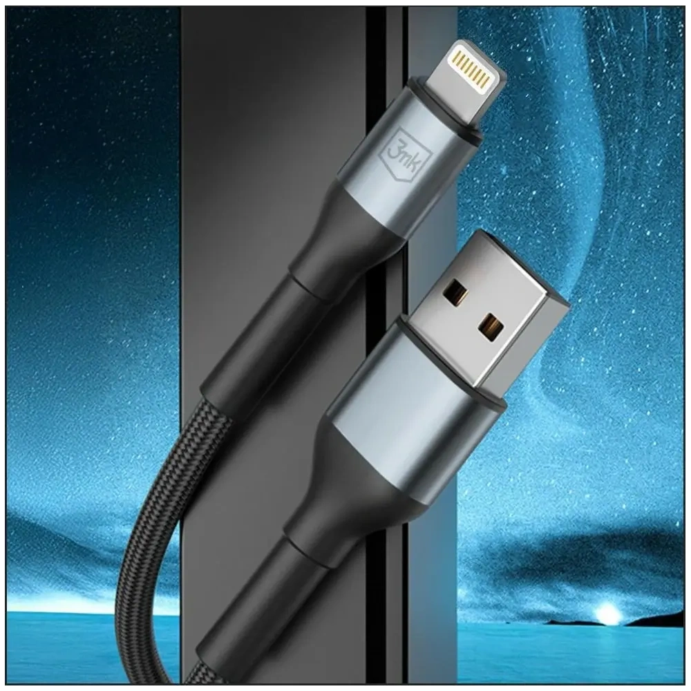 Kabel 3MK Hyper Cable N-SERIES USB-A / Lightning 2m QC 3.0 5V / 2.4A 12W Czarny