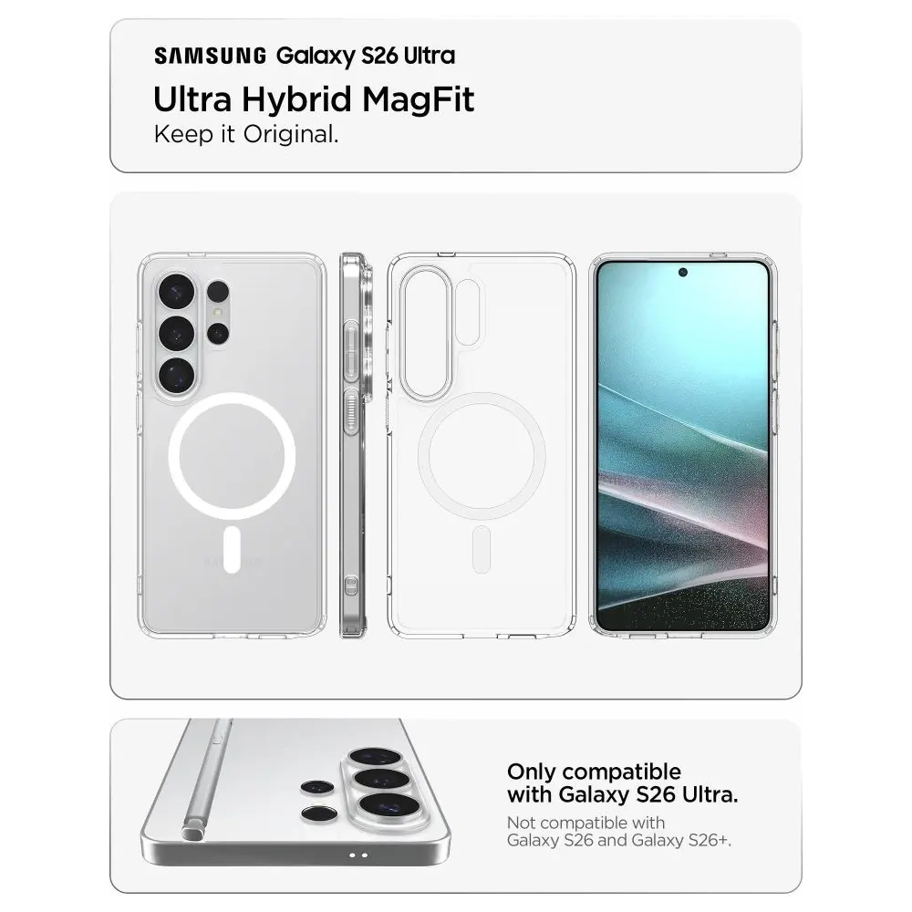Etui Spigen Ultra Hybrid Mag MagSafe do Samsung Galaxy S26 Ultra Clear/white