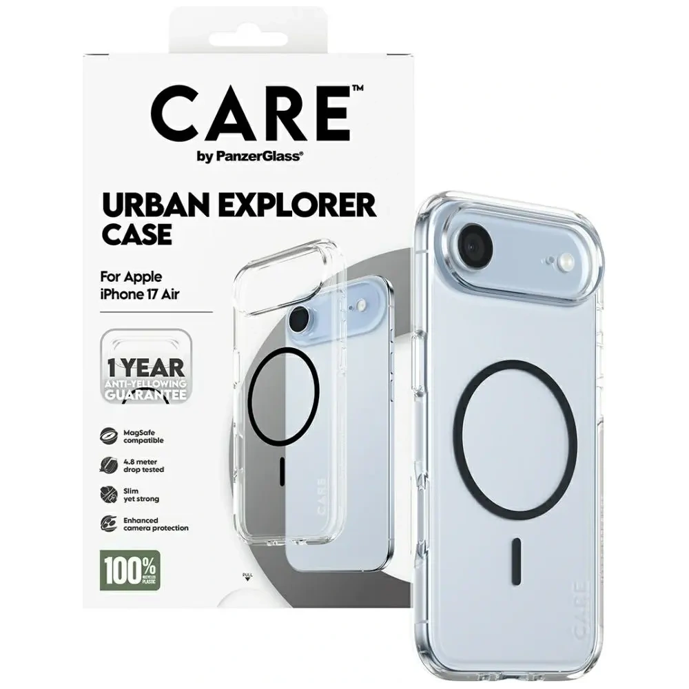 Etui CARE by PanzerGlass Flagship Urban Explorer w. Black MagSafe do Apple iPhone Air przezroczysty
