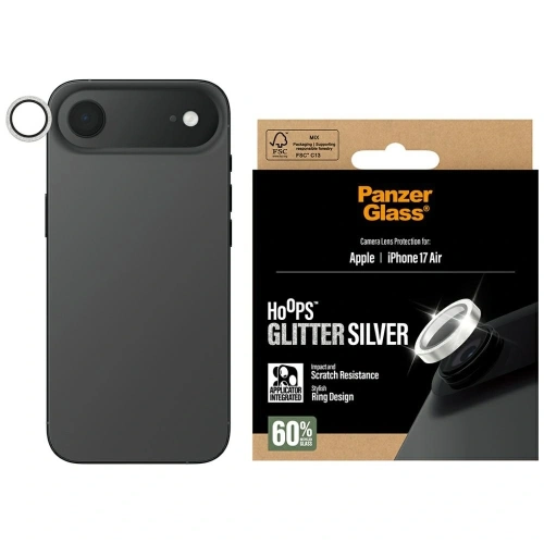 Szkło hartowane na obiektyw PanzerGlass Hoops Glitter do Apple iPhone Air srebrny