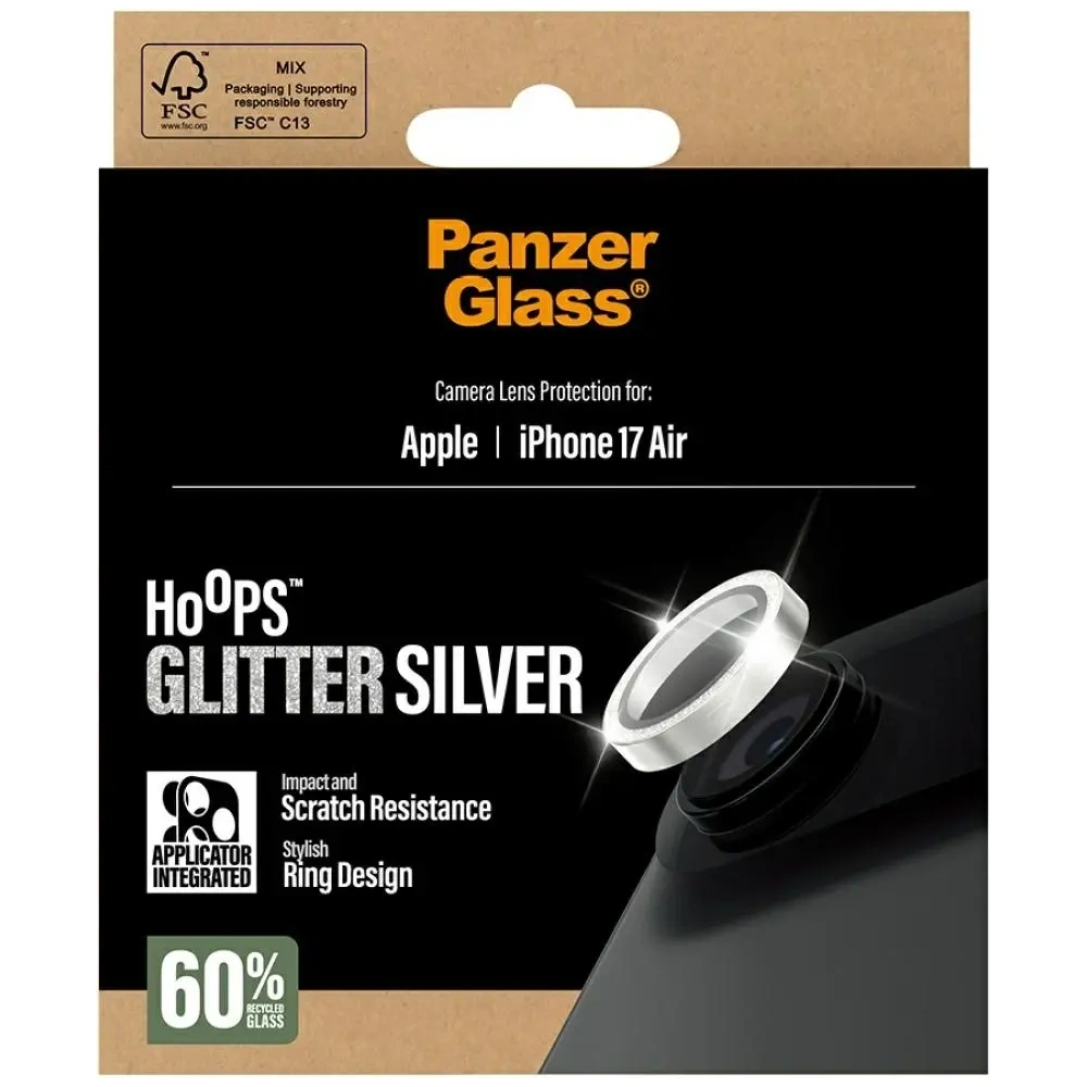 Szkło hartowane na obiektyw PanzerGlass Hoops Glitter do Apple iPhone Air srebrny