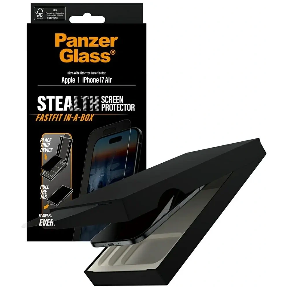 Szkło hartowane PanzerGlass Stealth Ultra-Wide Fit Fastfit do Apple iPhone Air