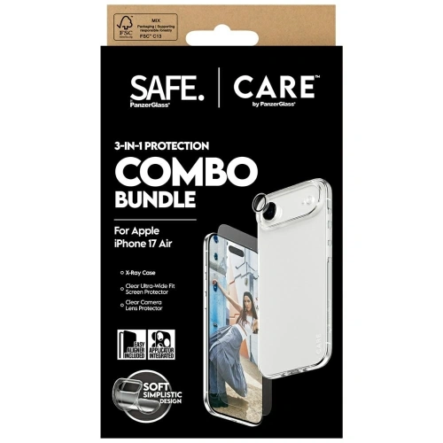 Zestaw ochronny CARE by PanzerGlass Fashionable Combo 3w1 Etui+Szkło+Lens do Apple iPhone Air
