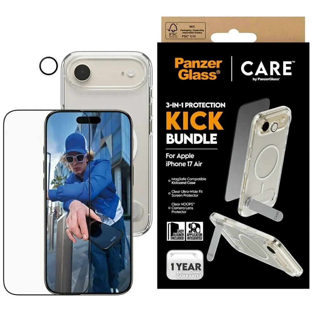 Zestaw ochronny CARE by PanzerGlass Feature Kick 3w1 Etui+Szkło+Lens do Apple iPhone Air
