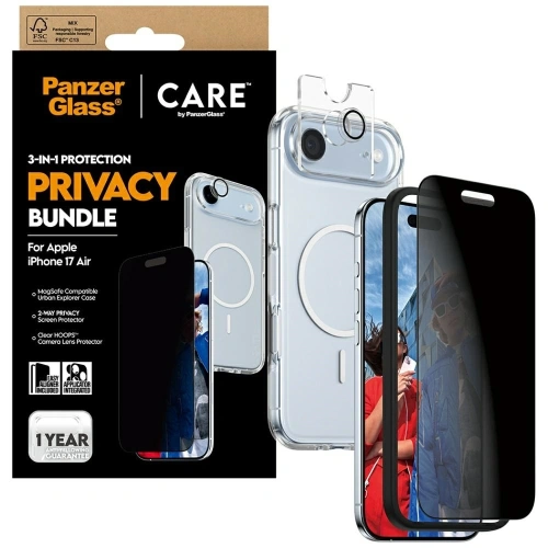 Zestaw ochronny CARE by PanzerGlass Flagship Privacy 3w1 Etui+Szkło prywatyzujące+Lens do Apple iPhone Air