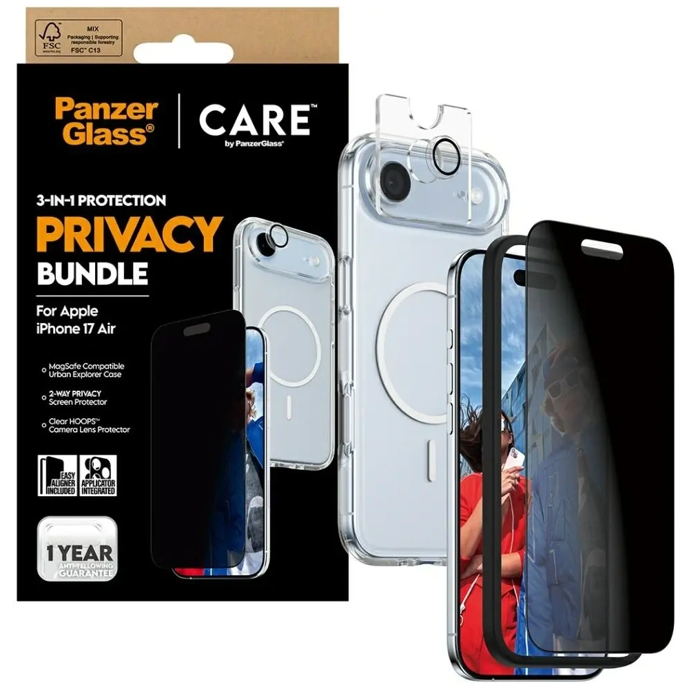 Zestaw ochronny CARE by PanzerGlass Flagship Privacy 3w1 Etui+Szkło prywatyzujące+Lens do Apple iPhone Air