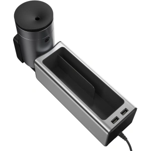 Baseus Deluxe fém autós rendező pohártartóval, 2x USB töltési lehetőség (ezüst)