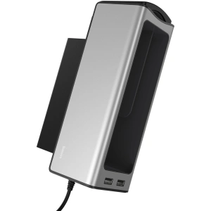 Baseus Deluxe fém autós rendező pohártartóval, 2x USB töltési lehetőség (ezüst)