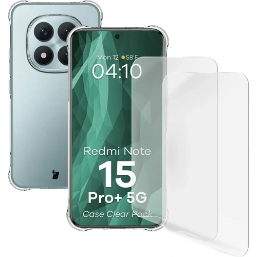 Elastyczne etui + 2x folia na ekran Bizon Case Clear Pack do Xiaomi Redmi Note 15 Pro+ Plus 5G