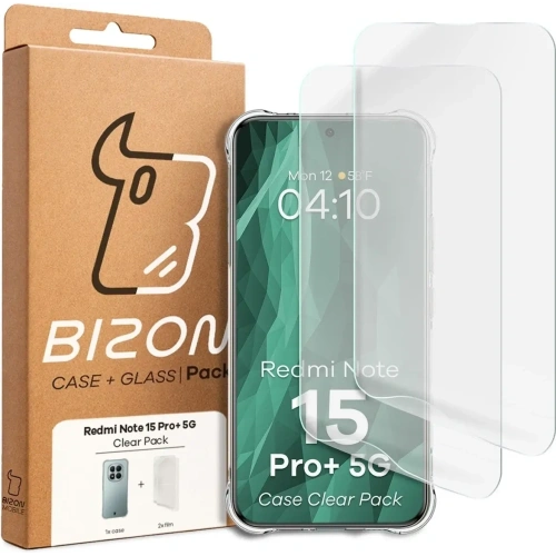 Elastyczne etui + 2x folia na ekran Bizon Case Clear Pack do Xiaomi Redmi Note 15 Pro+ Plus 5G