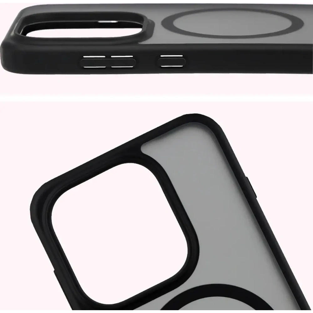 Etui z pierścieniem magnetycznym + szkło hartowane Bizon MatteO Pack do Oppo Find X9, przydymione-czarne