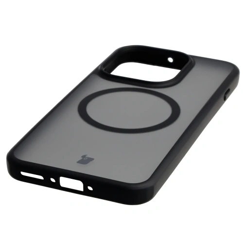 Etui z pierścieniem magnetycznym + szkło hartowane Bizon MatteO Pack do Oppo Find X9, przydymione-czarne