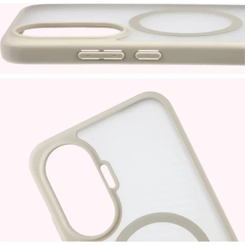 Etui z pierścieniem magnetycznym + szkło hartowane Bizon MatteO Pack do Xiaomi POCO F7, przydymione-beżowe