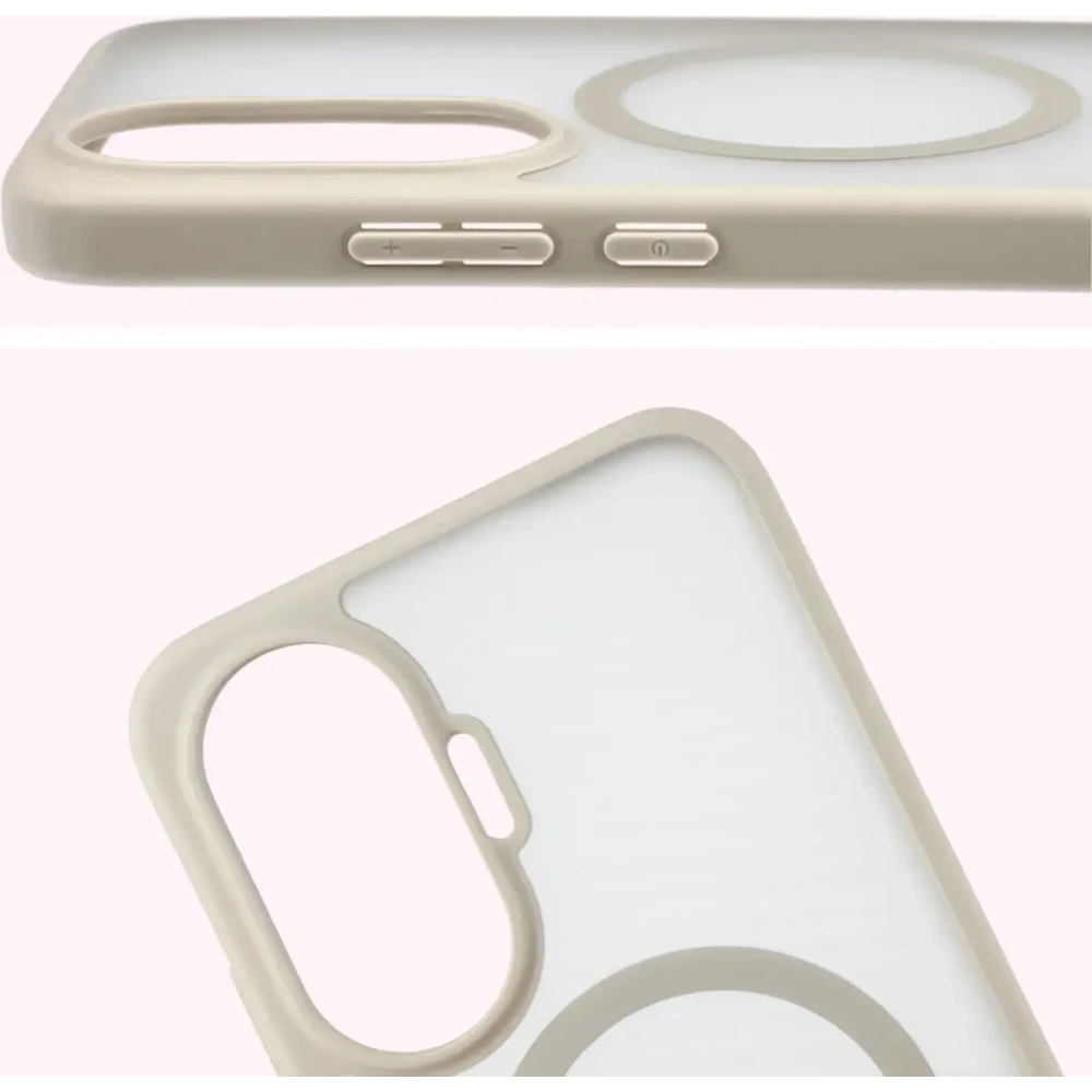 Etui z pierścieniem magnetycznym + szkło hartowane Bizon MatteO Pack do Xiaomi POCO F7, przydymione-beżowe