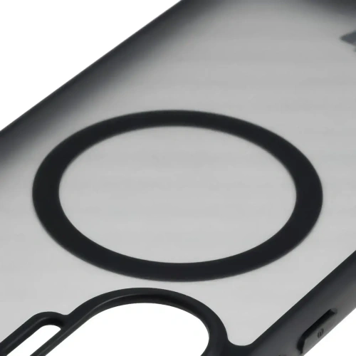 Etui z pierścieniem magnetycznym + szkło hartowane Bizon MatteO Pack do Xiaomi POCO F7, przydymione-czarne