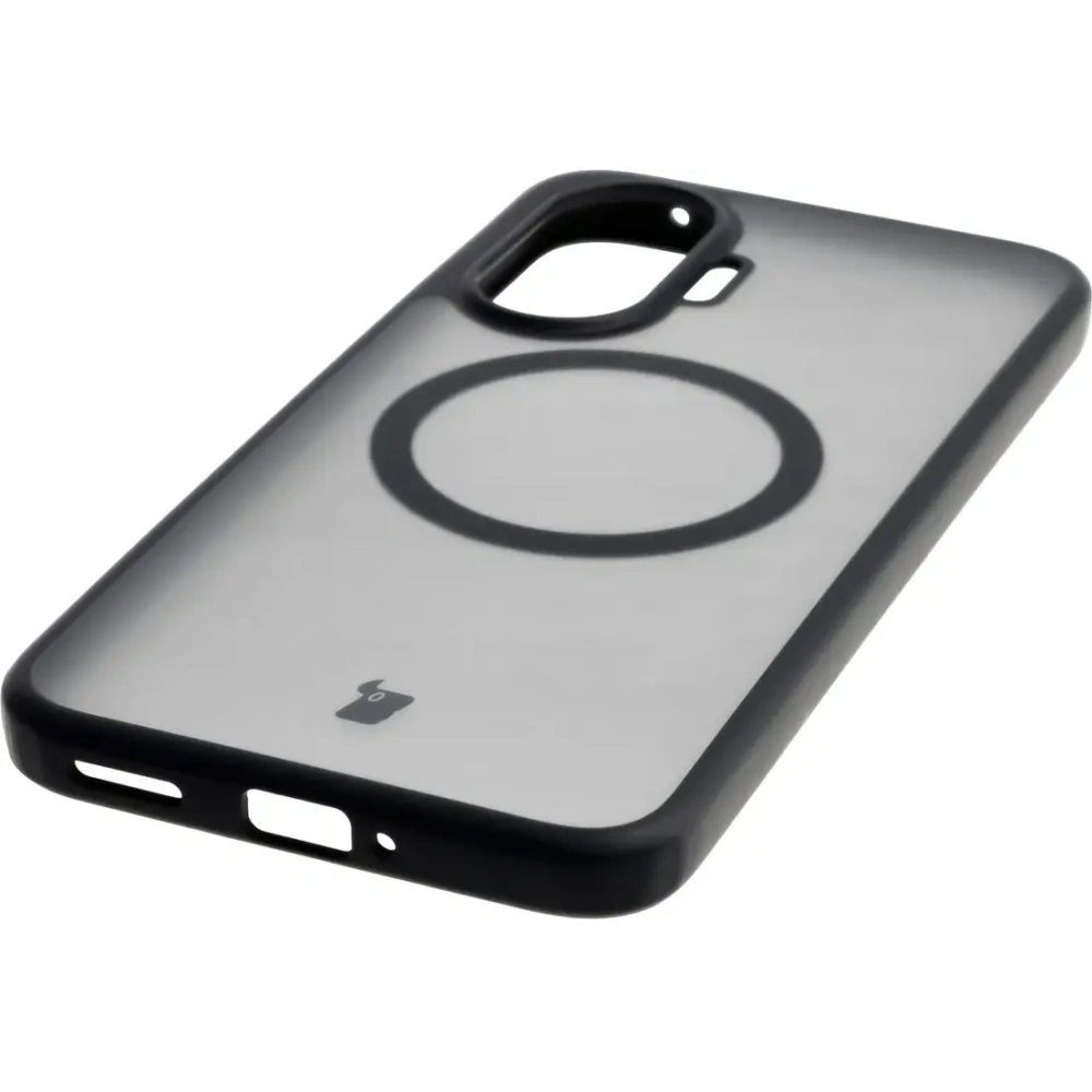 Etui z pierścieniem magnetycznym + szkło hartowane Bizon MatteO Pack do Xiaomi POCO F7, przydymione-czarne