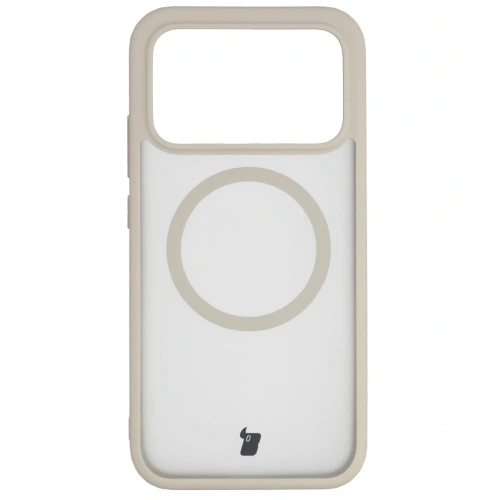 Etui z pierścieniem magnetycznym + szkło hartowane Bizon MatteO Pack do Xiaomi POCO F8 Pro, przydymione-beżowe