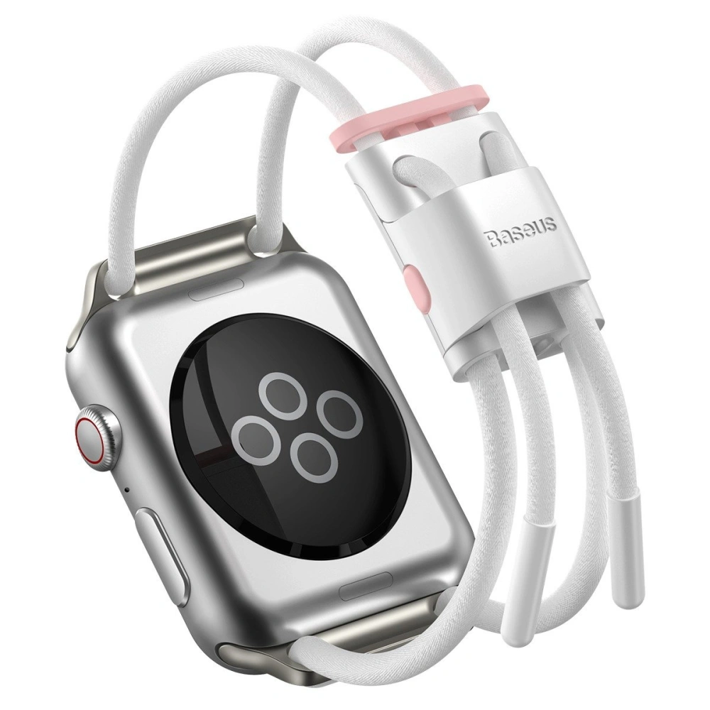 Pasek Baseus Lets Go Apple Watch 4/5/6/7/SE/8/9/Ultra 44/45/49mm (biało-różowy)