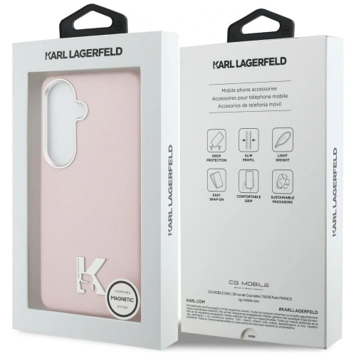 Etui Karl Lagerfeld K Metal Logo MagSafe do Samsung Galaxy S26 różowy