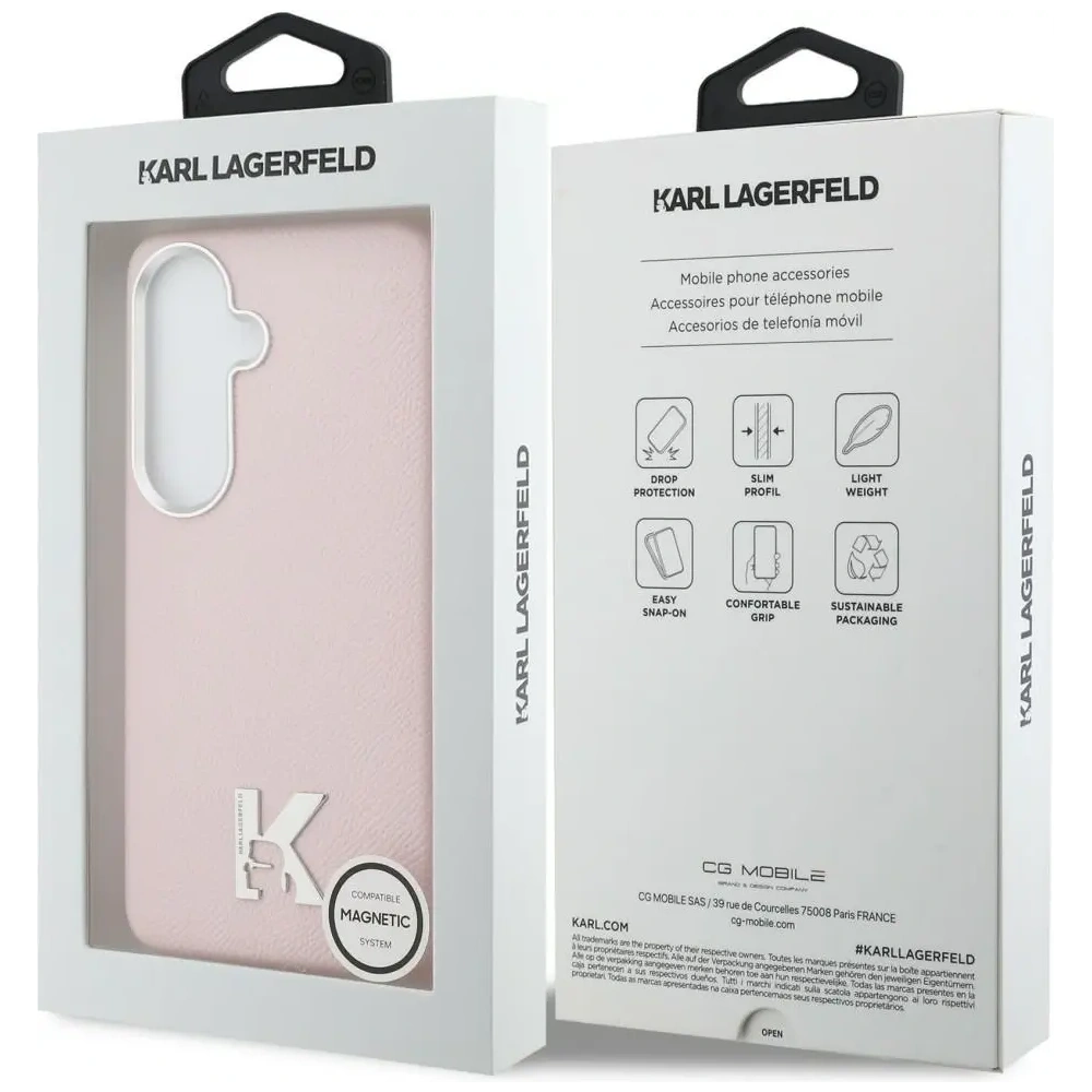 Etui Karl Lagerfeld K Metal Logo MagSafe do Samsung Galaxy S26 różowy