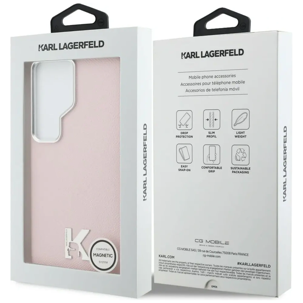 Etui Karl Lagerfeld K Metal Logo MagSafe do Samsung Galaxy S26 Ultra różowy