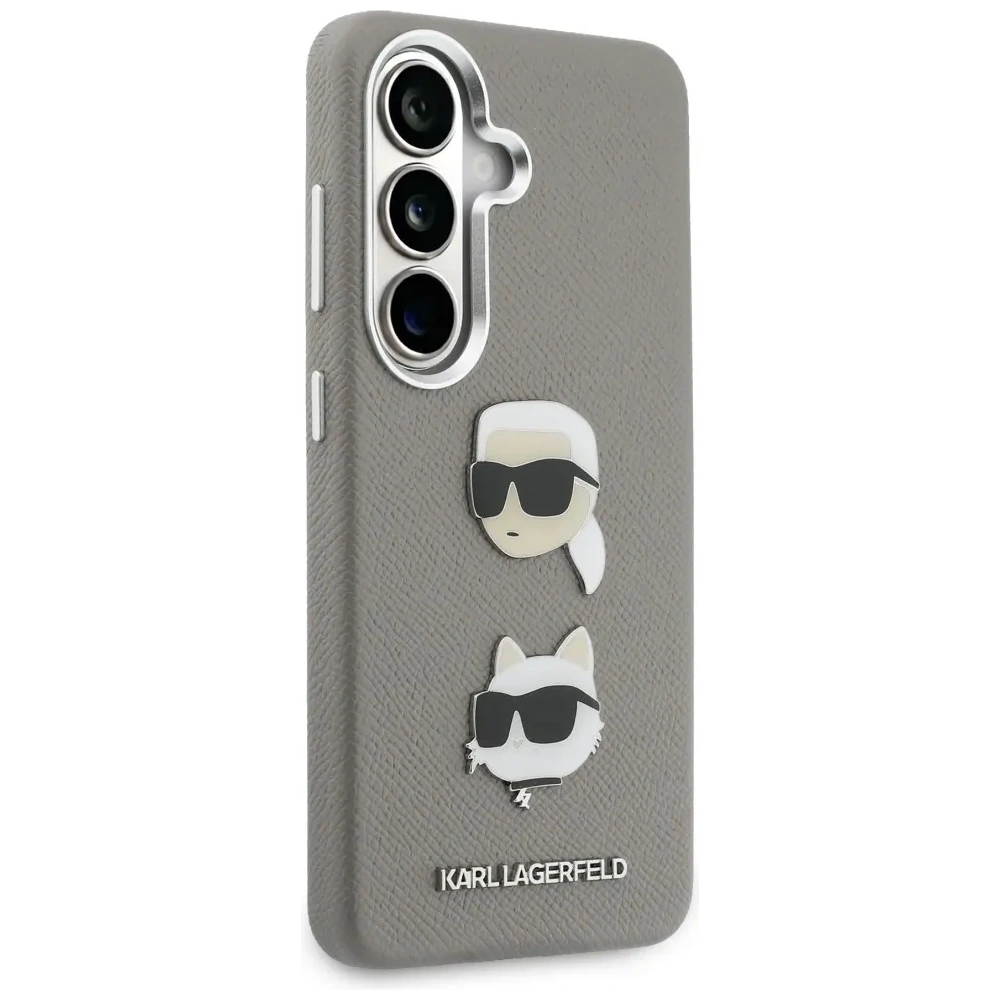 Etui Karl Lagerfeld Saffiano Double Heads Metal do Samsung Galaxy S26 srebrny