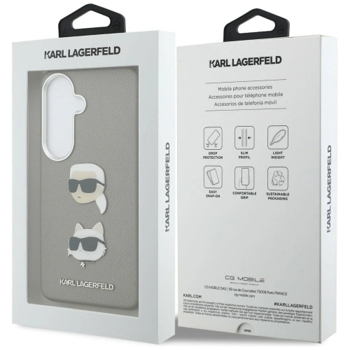 Etui Karl Lagerfeld Saffiano Double Heads Metal do Samsung Galaxy S26 srebrny