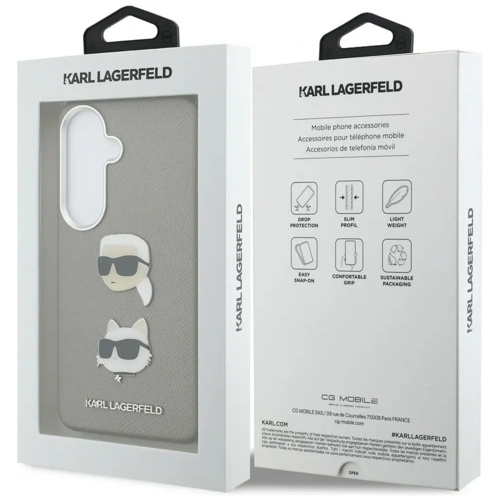 Etui Karl Lagerfeld Saffiano Double Heads Metal do Samsung Galaxy S26 srebrny