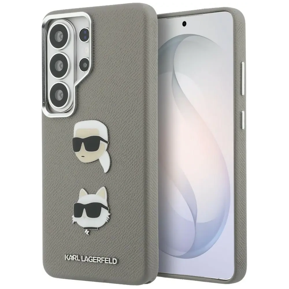 Etui Karl Lagerfeld Saffiano Double Heads Metal do Samsung Galaxy S26 Ultra srebrny