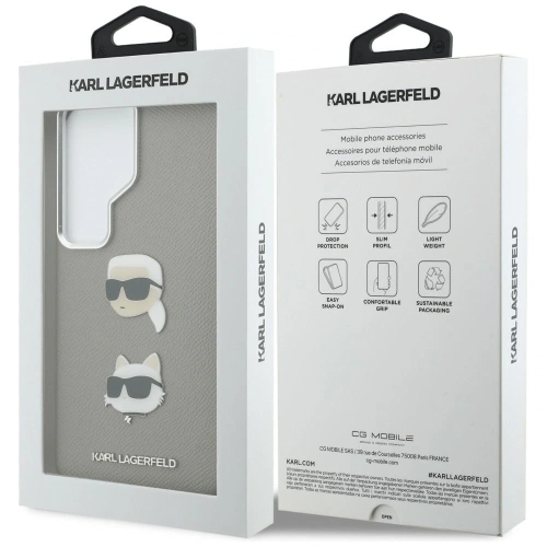 Etui Karl Lagerfeld Saffiano Double Heads Metal do Samsung Galaxy S26 Ultra srebrny