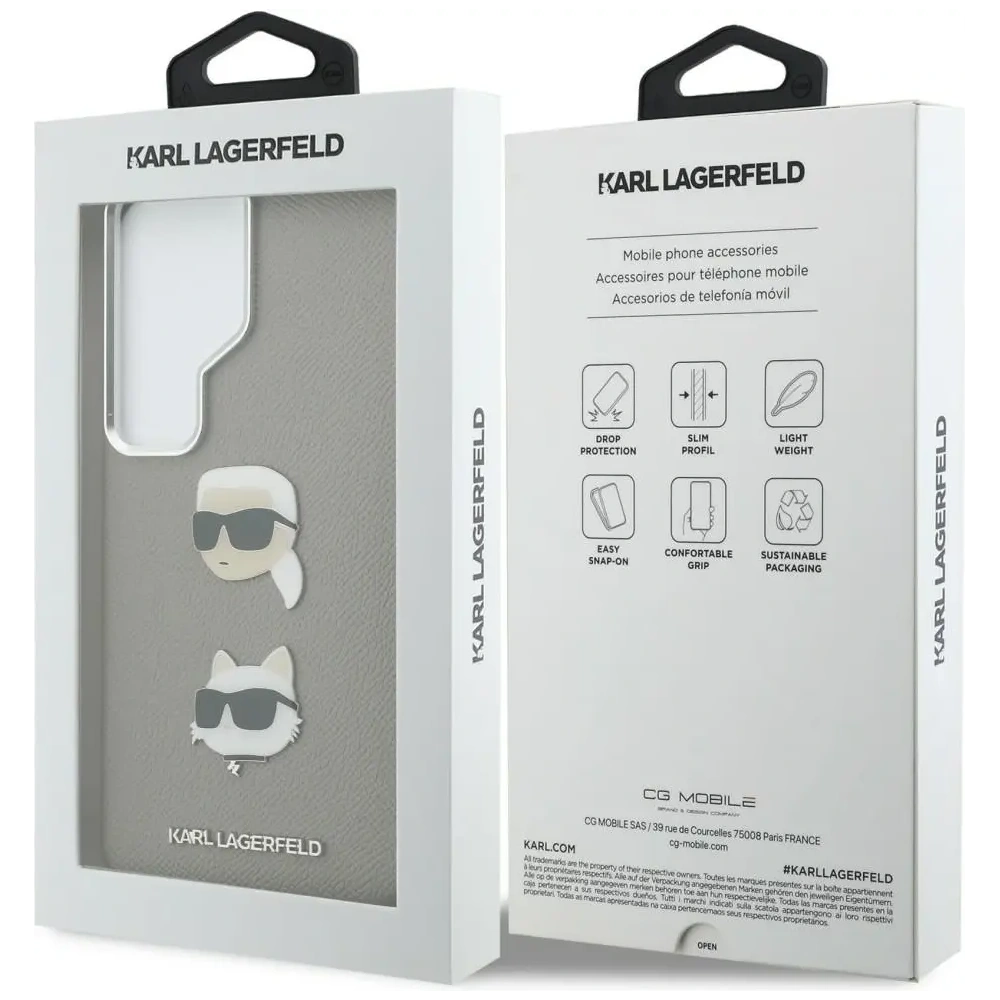 Etui Karl Lagerfeld Saffiano Double Heads Metal do Samsung Galaxy S26 Ultra srebrny